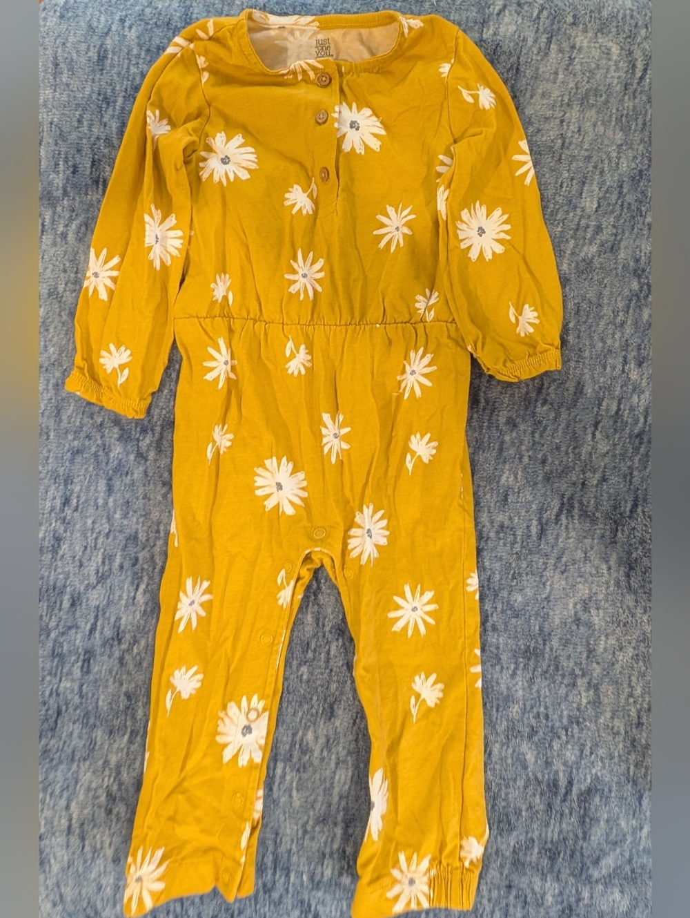 Carter's 18M Mustard Yellow Daisy Print Jumpsuit -100% Cotton